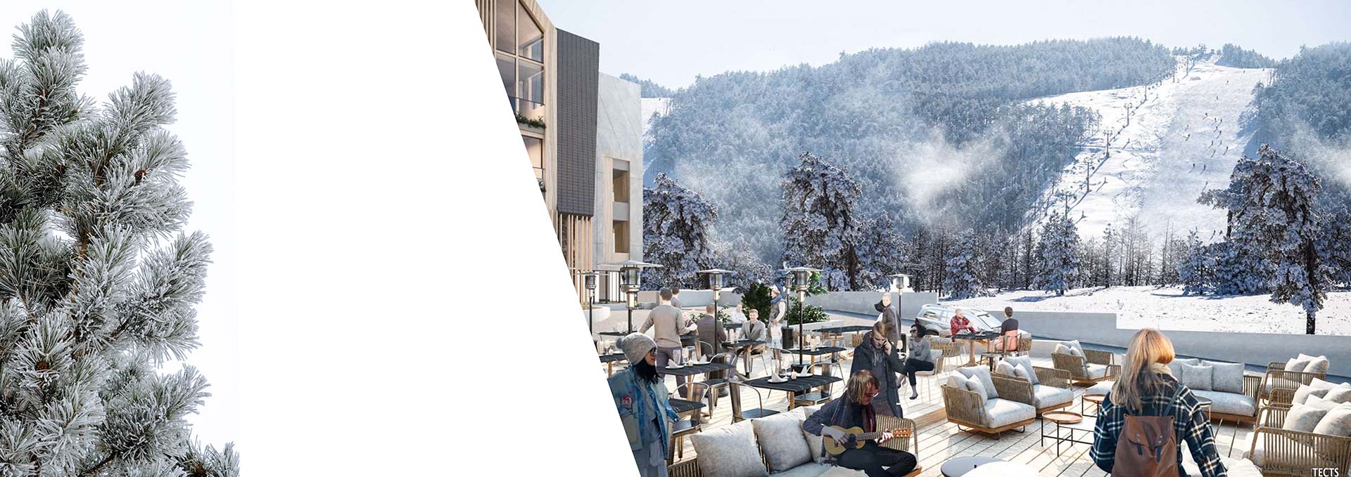 Terasa restorana sa pogledom na ski stazu
